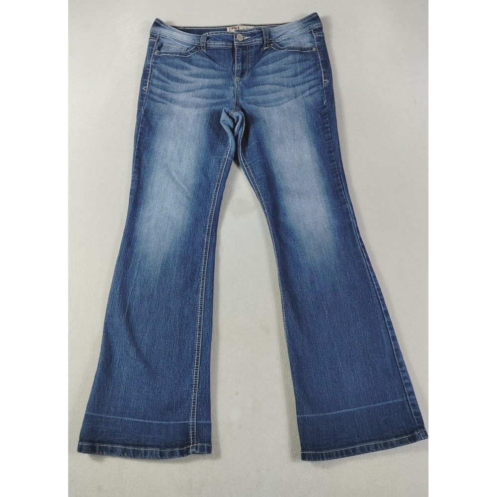 L.E.I. Sophia Hipster Flare Jeans Womens Juniors 15 Blue Medium Wash Low Rise